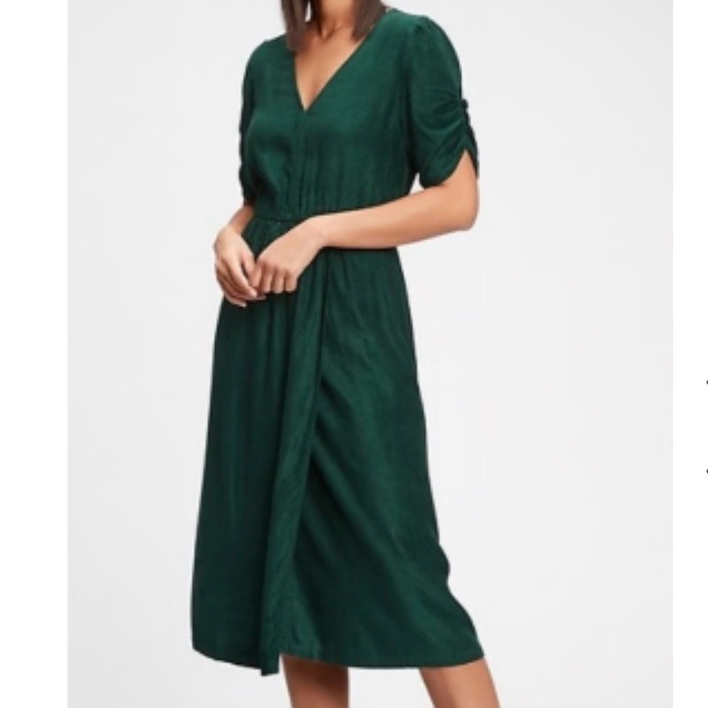 GAP Deep Green Velvet Wrap Dress